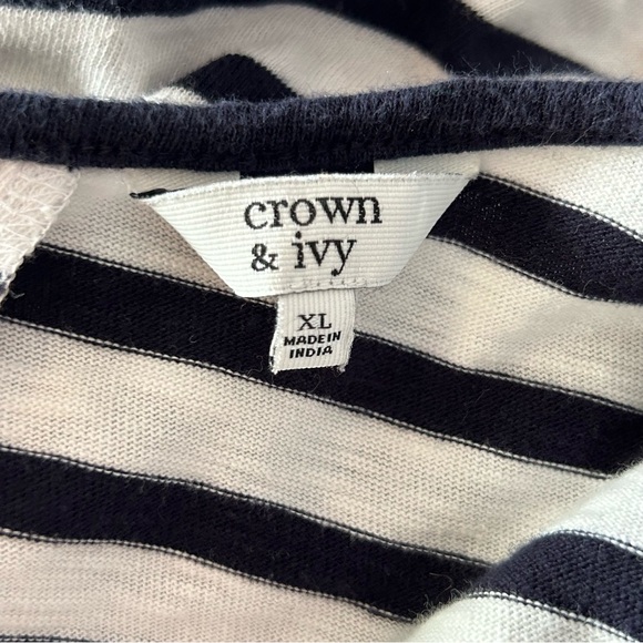 Crown & Ivy Navy & White Striped Lace-Up Back Shift Dress | Size Extra Large - Picture 4 of 9